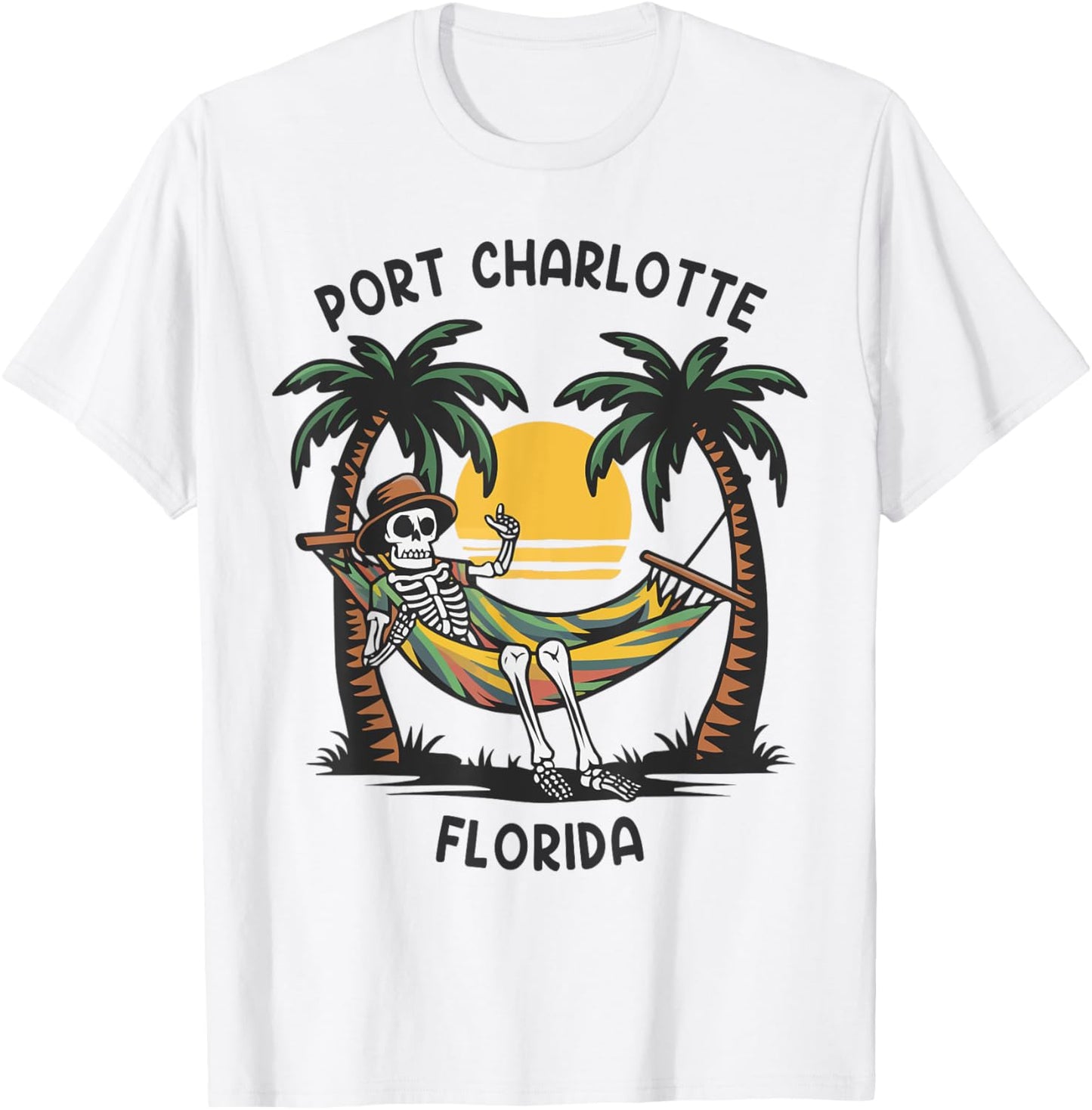Vintage Port Charlotte Florida Palms FL Sunset Funny T-Shirt - T-Shirt | White