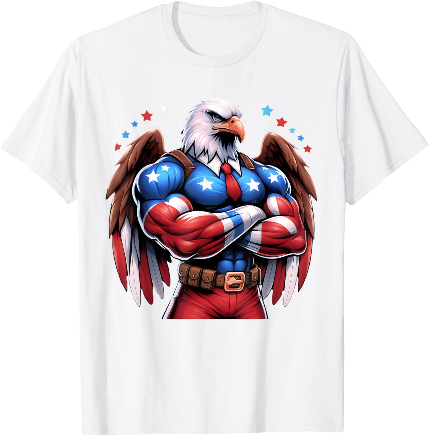 Patriotic US Flag Patriotic Eagle July USA American Flag Women Men T-Shirt - T-Shirt | White