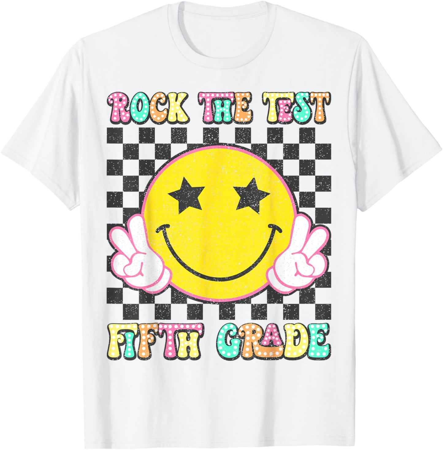 Rock The Test Day 5th Grade Teacher Fifth Grade Testing Day T-Shirt - T-Shirt | White