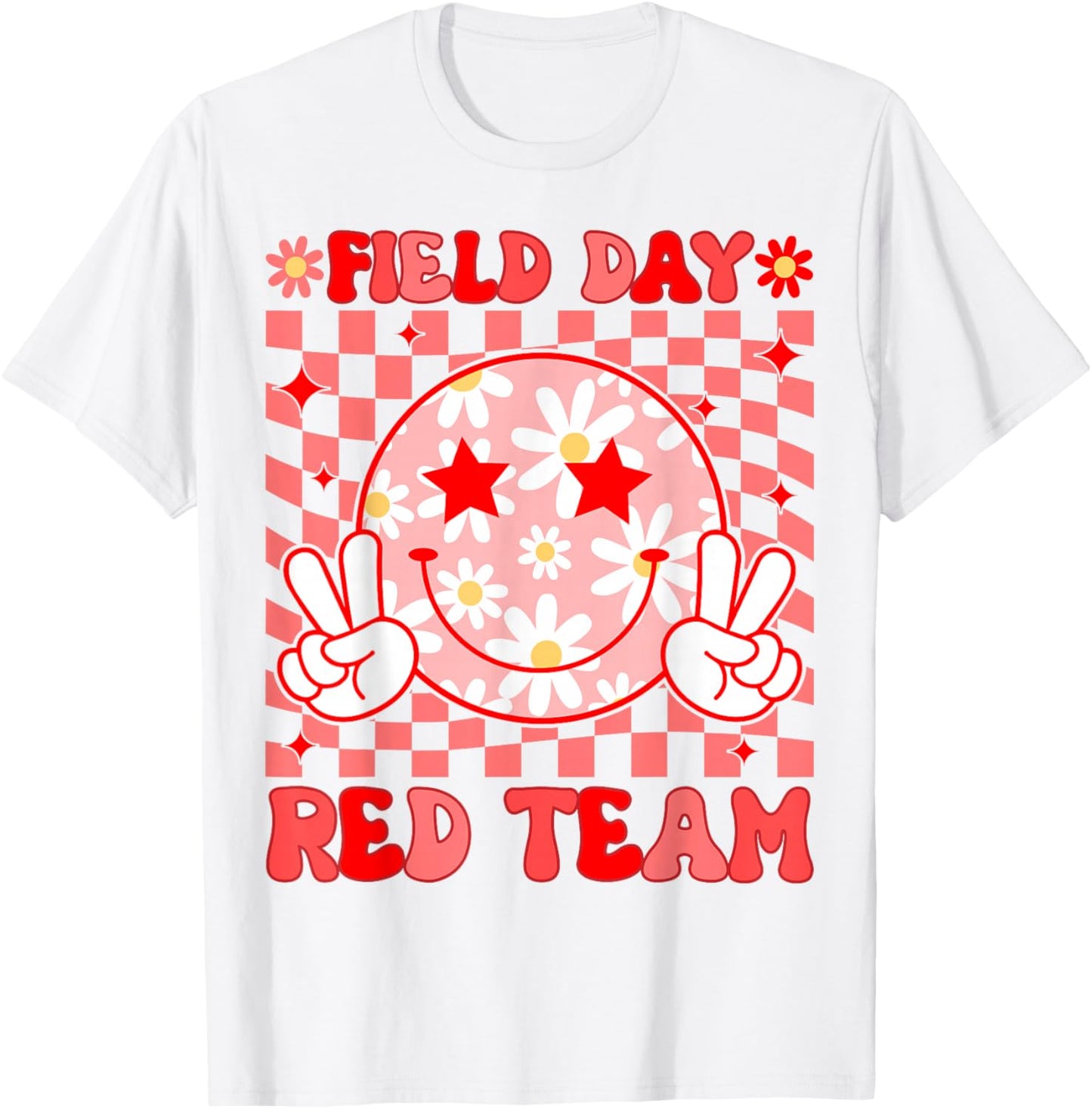 Field Day Red Team Teacher Kids Retro Groovy Field Day 2026 T-Shirt - T-Shirt | White