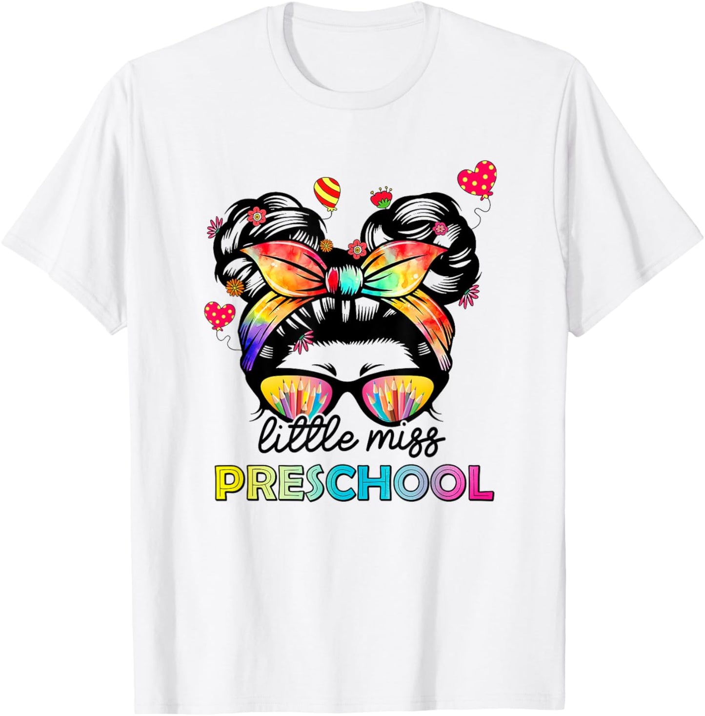 Little Miss Preschool Back to School Messy Kids Girls T-Shirt - T-Shirt | White