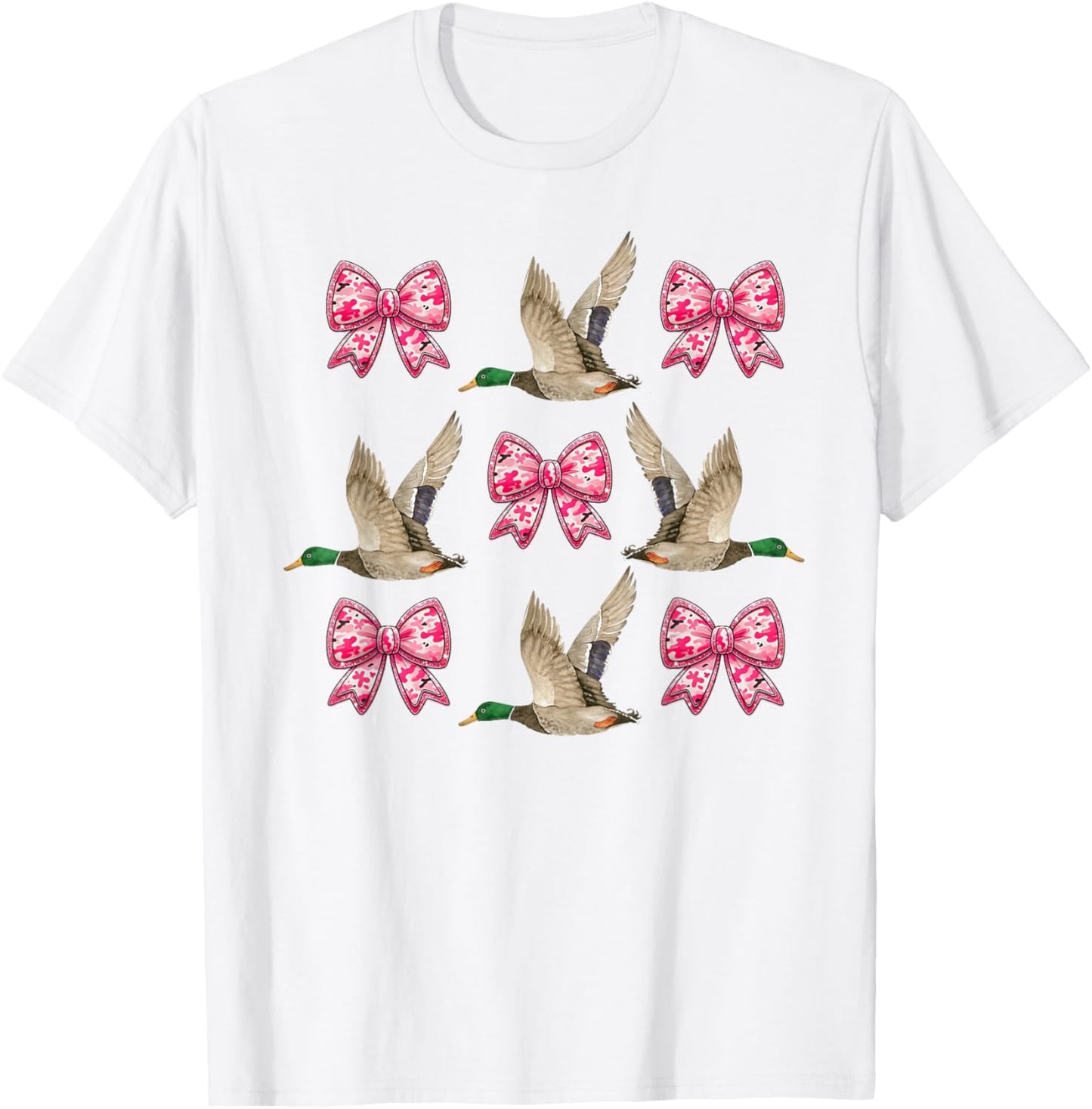 Mallard Duck Camouflage pink Camo Bow Duck Hunting Women T-Shirt - T-Shirt | White