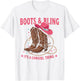 Howdy Country Rodeo Girl Western Boots & Bling its a Cowgirl T-Shirt - T-Shirt | White