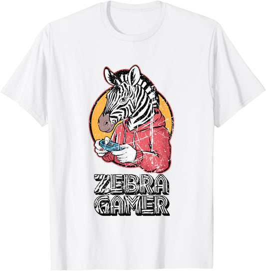 Zebra Gamer Graphic Design For Gamer Kids T-Shirt - T-Shirt | White