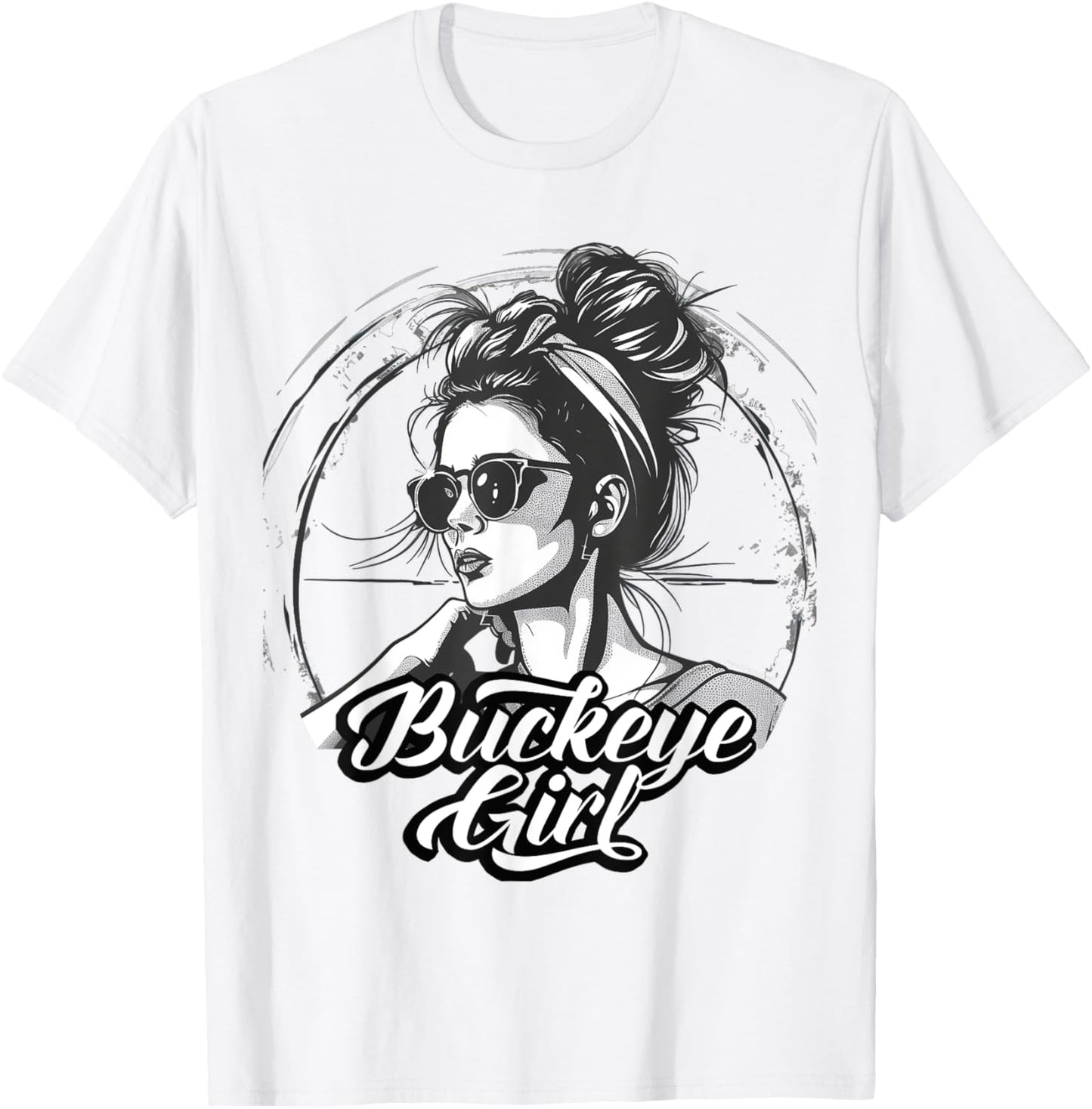 Buckeye Girl Ohio Messy Bun Home State T-Shirt - T-Shirt | White