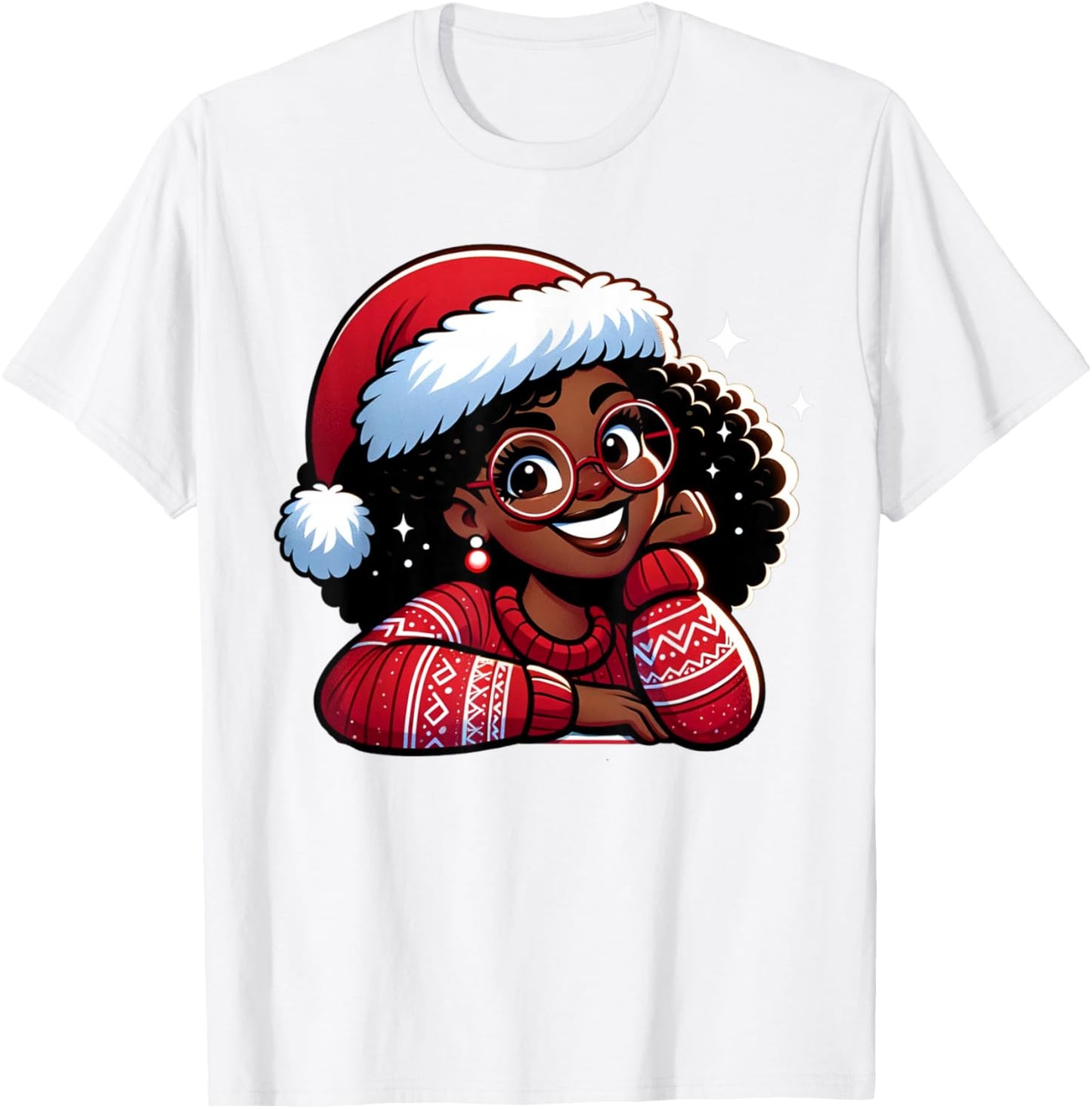 African American Merry Christmas African Black Women Girls T-Shirt - T-Shirt | White