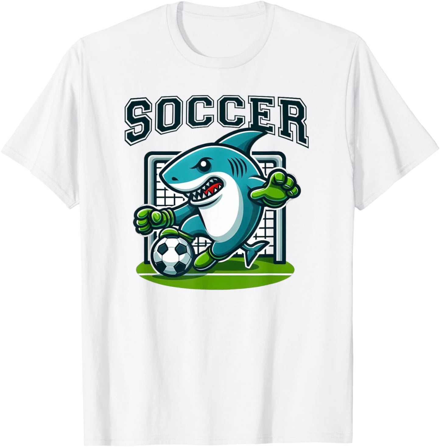 Soccer Shark Playing Soccer T-Shirt - T-Shirt | White