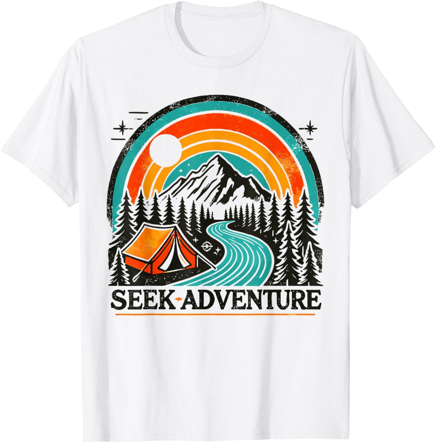 Seek Adventure Graphic Explore the Outdoors & Camping Fun T-Shirt - T-Shirt | White