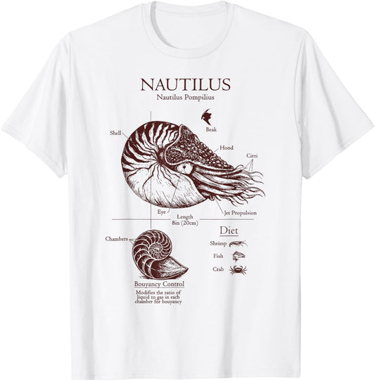Nautilus Anatomy Nautilus Lover Biology Sea Ocean Animal T-Shirt - T-Shirt | White