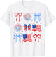 4th of July USA Flag Coquette Firework US America Women Girl T-Shirt - T-Shirt | White