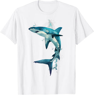 Mako Shark in Action Dynamic Mako Shark Design Mako Art T-Shirt - T-Shirt | White