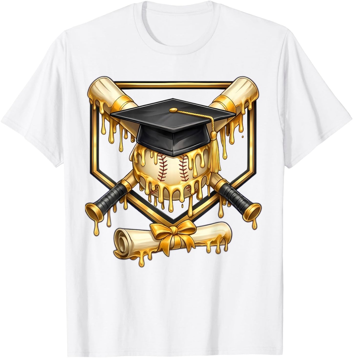 Baseball Graduation Drip Class of 2026 Senior Baseball T-Shirt - T-Shirt | White
