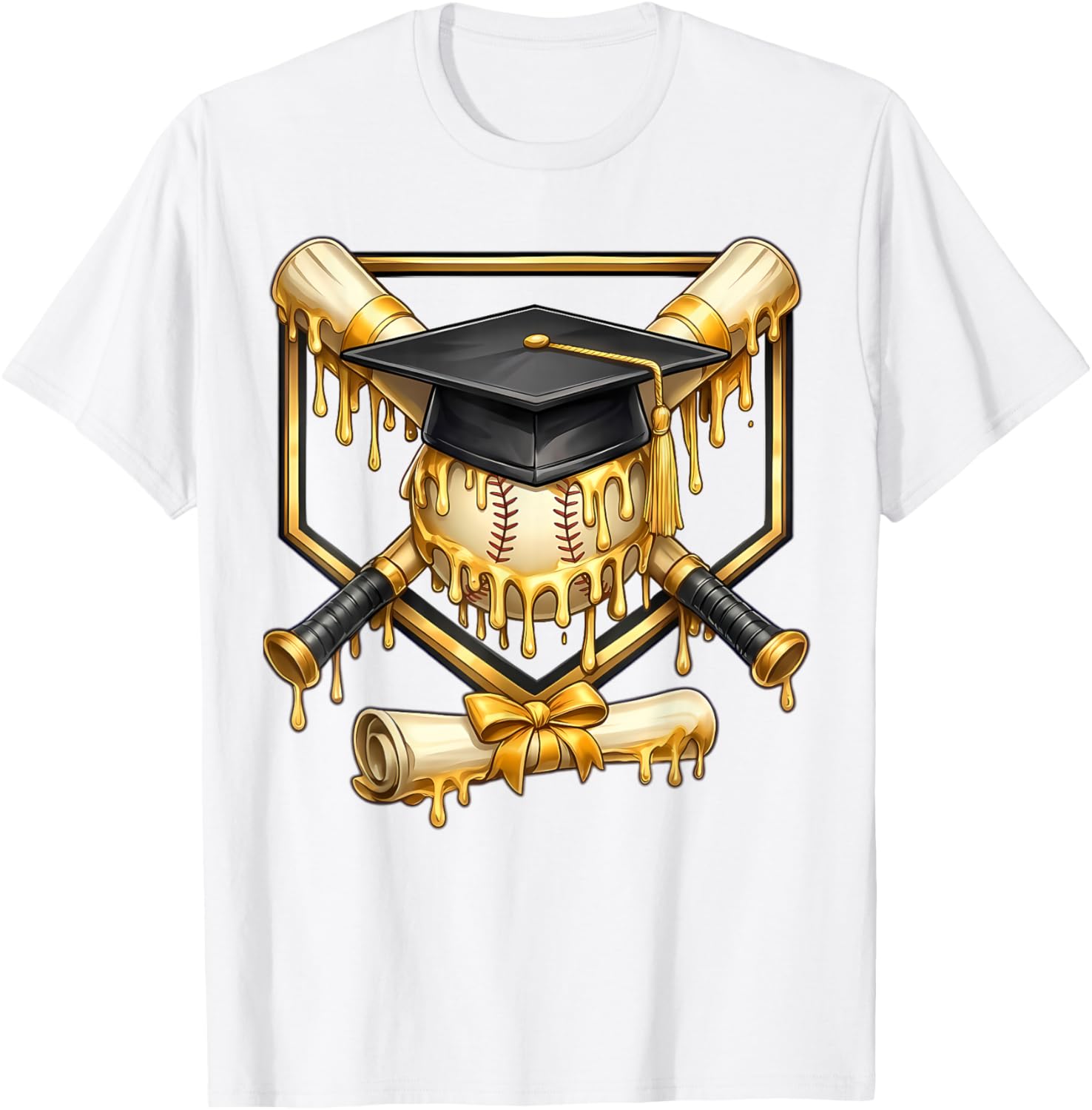 Baseball Graduation Drip Class of 2026 Senior Baseball T-Shirt - T-Shirt | White