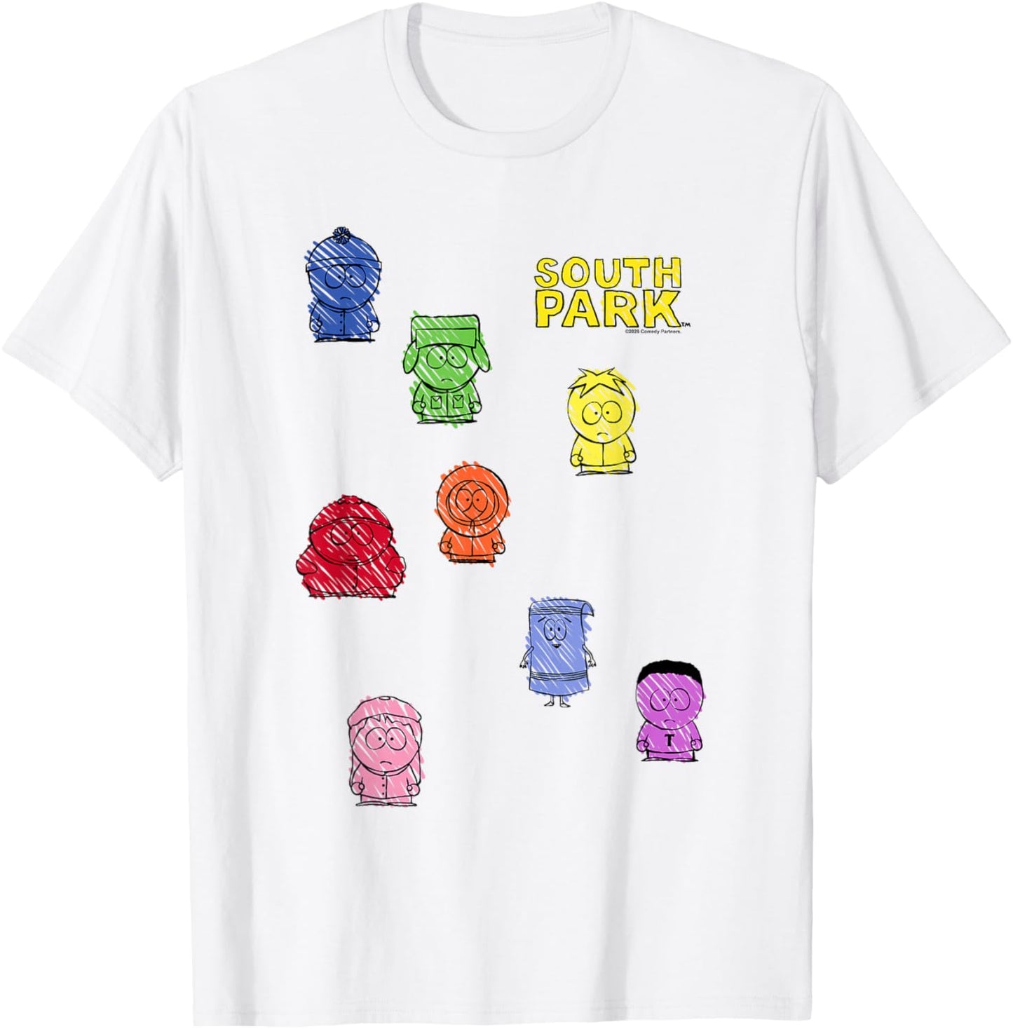 South Park Rainbow Coloring Book Characters Funny Cartoon T-Shirt - T-Shirt | White