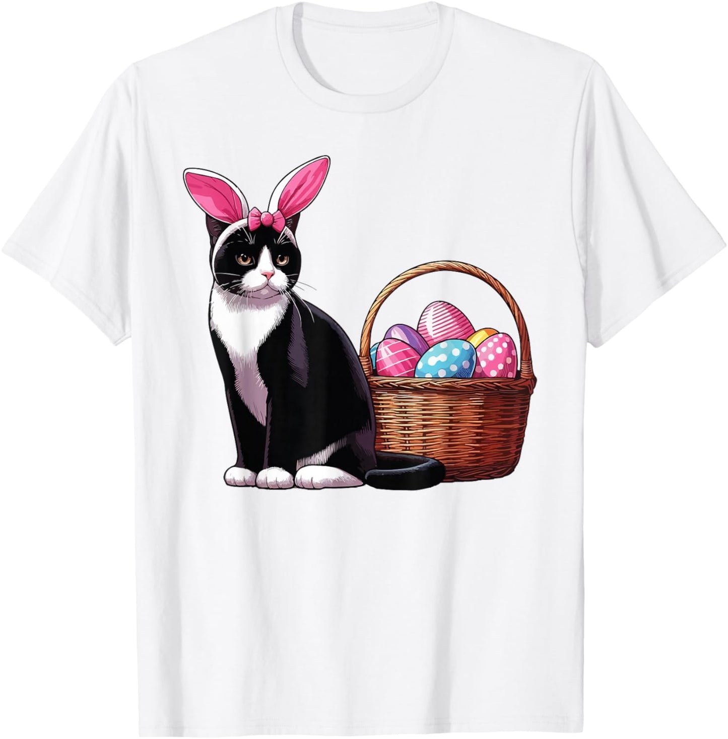 Cat Ears Bunny Eggs Funny Easter Day Cute Cat Lovers Costume Women Kids T-Shirt - T-Shirt | White
