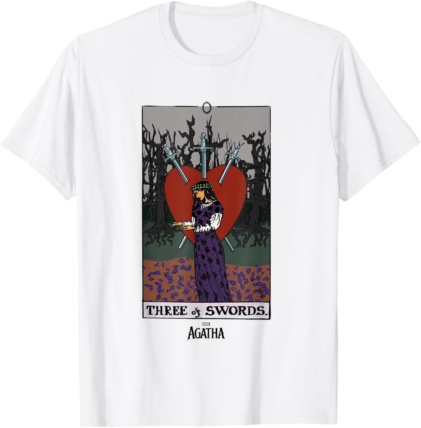Marvel Agatha All Along Three of Swords Vintage Tarot T-Shirt - T-Shirt | White