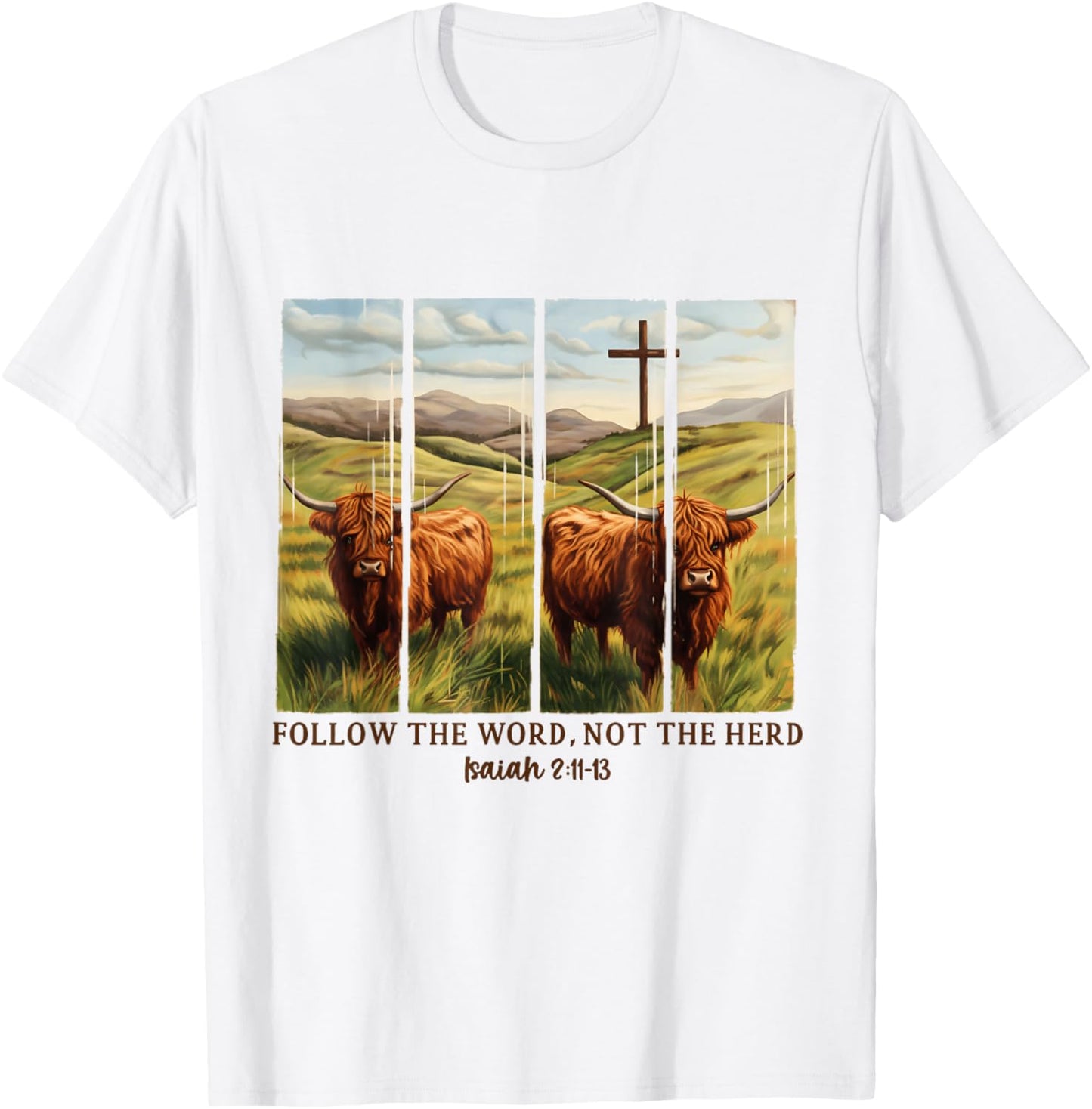 Follow The Word Not The Herd Christian Vintage Bible Verse T-Shirt - T-Shirt | White