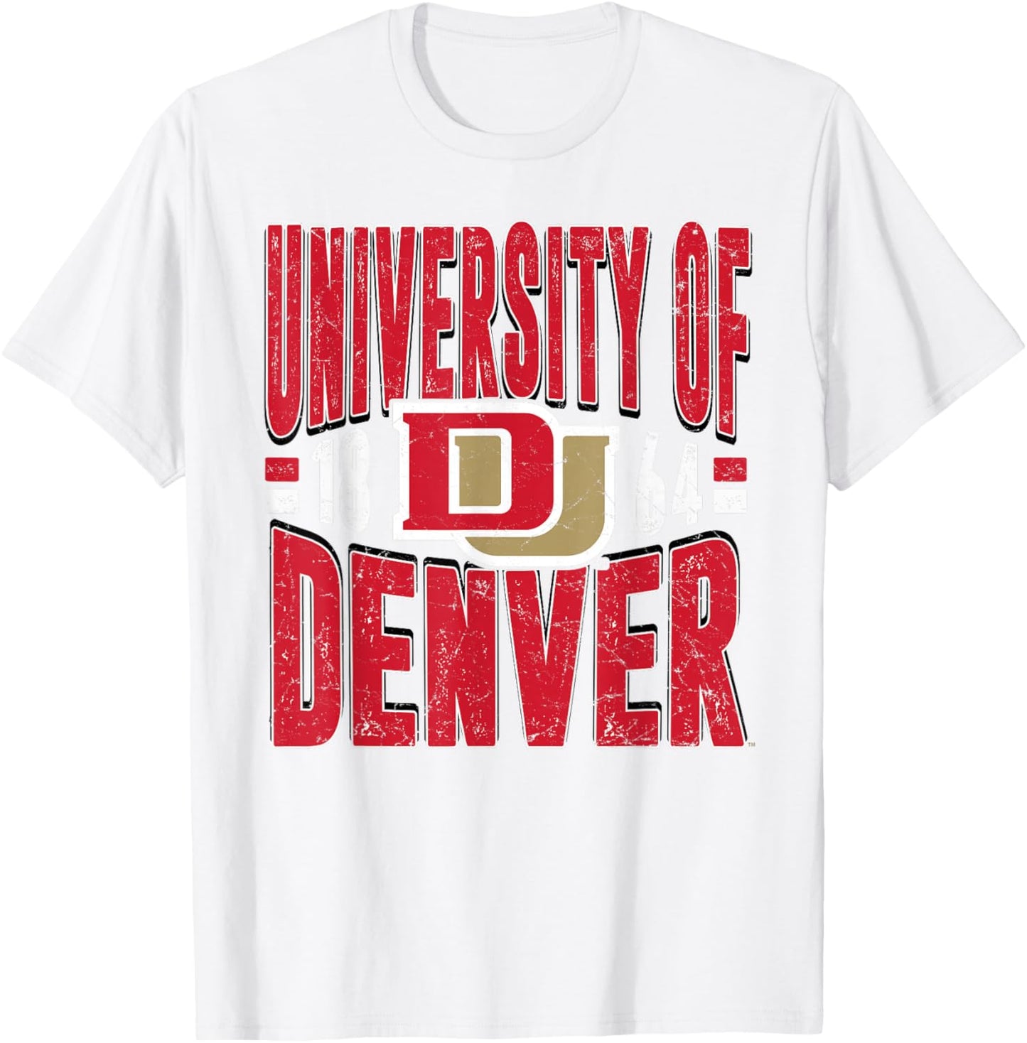 Denver Pioneers Vintage 90's Retro Gray Officially Licensed T-Shirt - T-Shirt | White