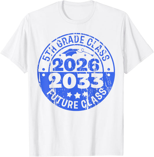Royal Blue Future Class of 2033 5th Grade Graduation Boy Kid T-Shirt - T-Shirt | White
