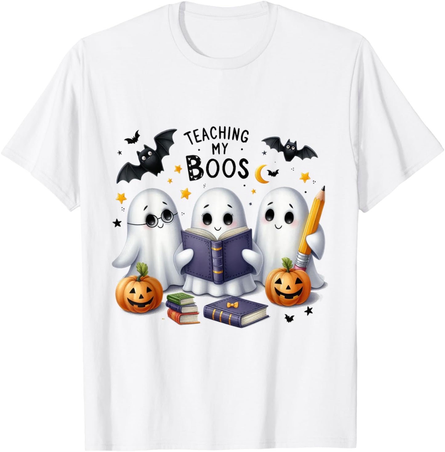 Teaching My Boos Halloween Ghost Party Costume Women Teacher T-Shirt - T-Shirt | White