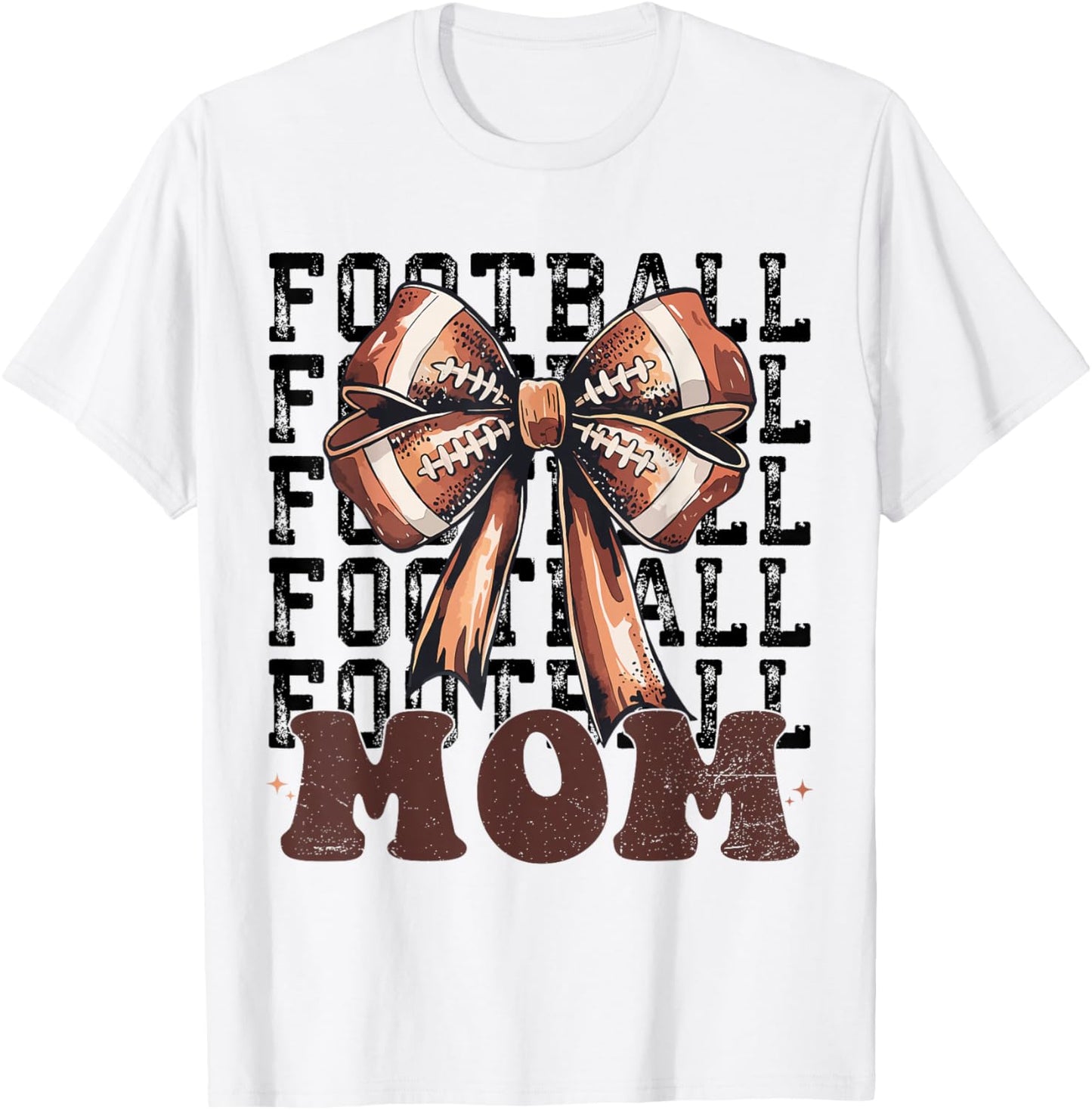 Cute Coquette Bow American Football Game Day Football Mom T-Shirt - T-Shirt | White