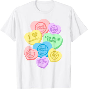 NBA Detroit Pistons Valentine's Day Candy Hearts T-Shirt - T-Shirt | White