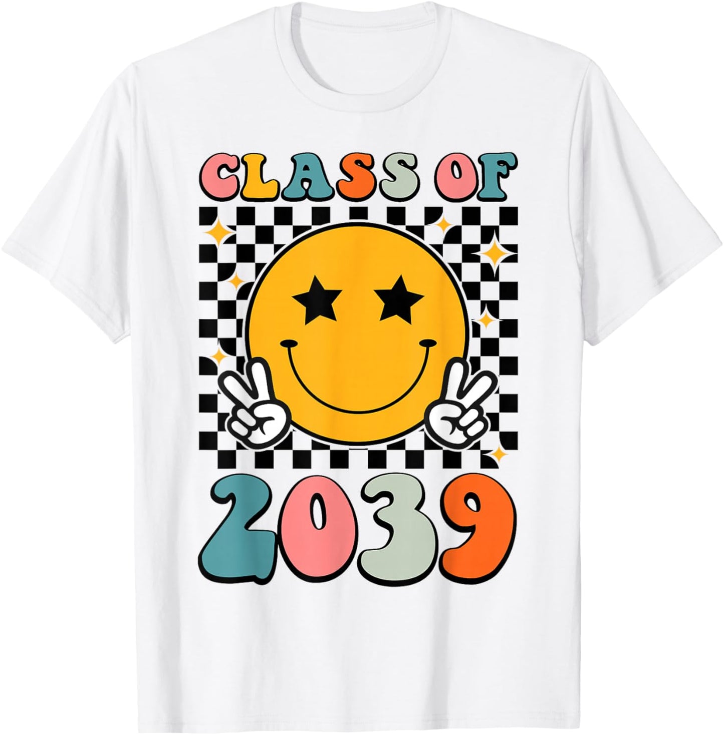 Retro Class of 2039 Grow with Me Graduation 2039 Senior 39 T-Shirt - T-Shirt | White