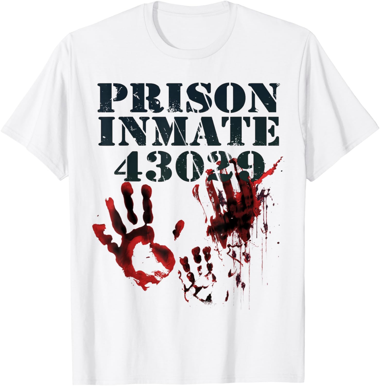 Prison Inmate Shirt Zombie Bloody Halloween Blood Splatter T-Shirt - T-Shirt | White