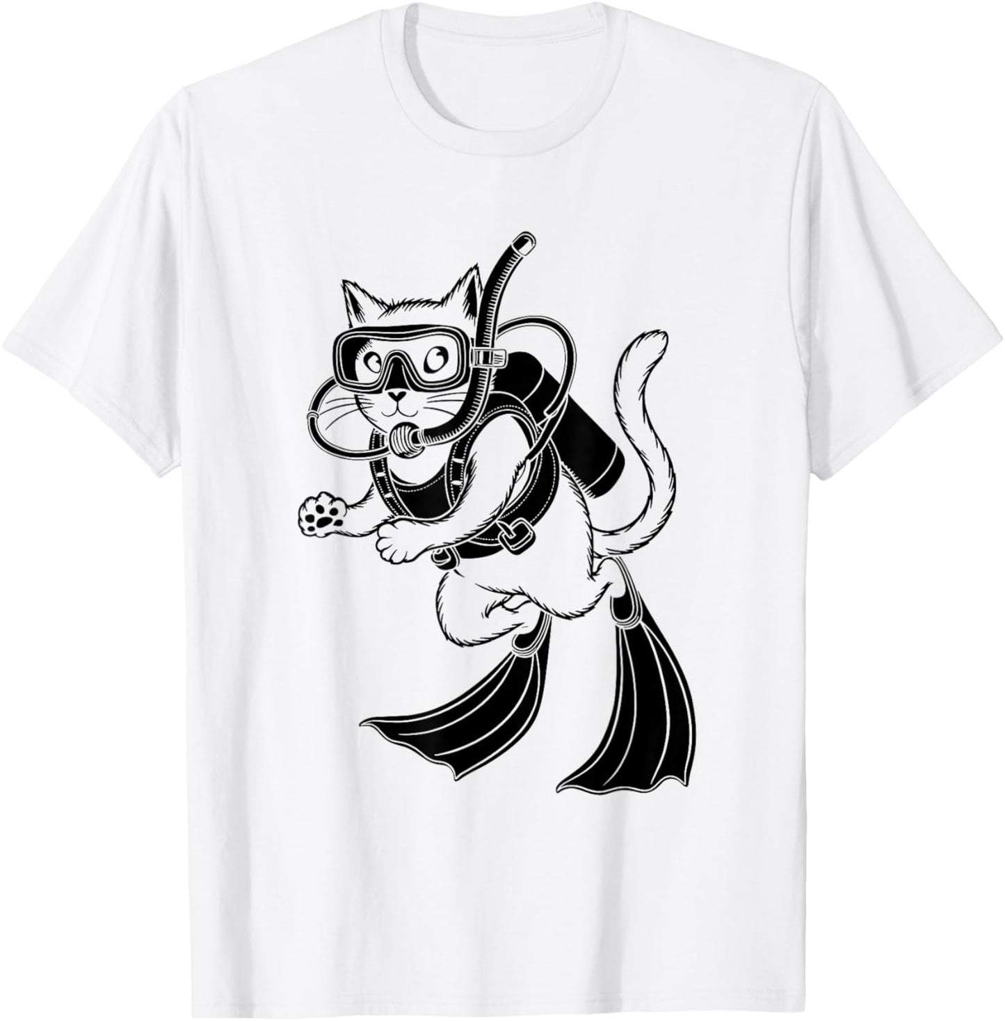 Cat Scuba Diver Under Water Diving Scuba Divers T-Shirt - T-Shirt | White