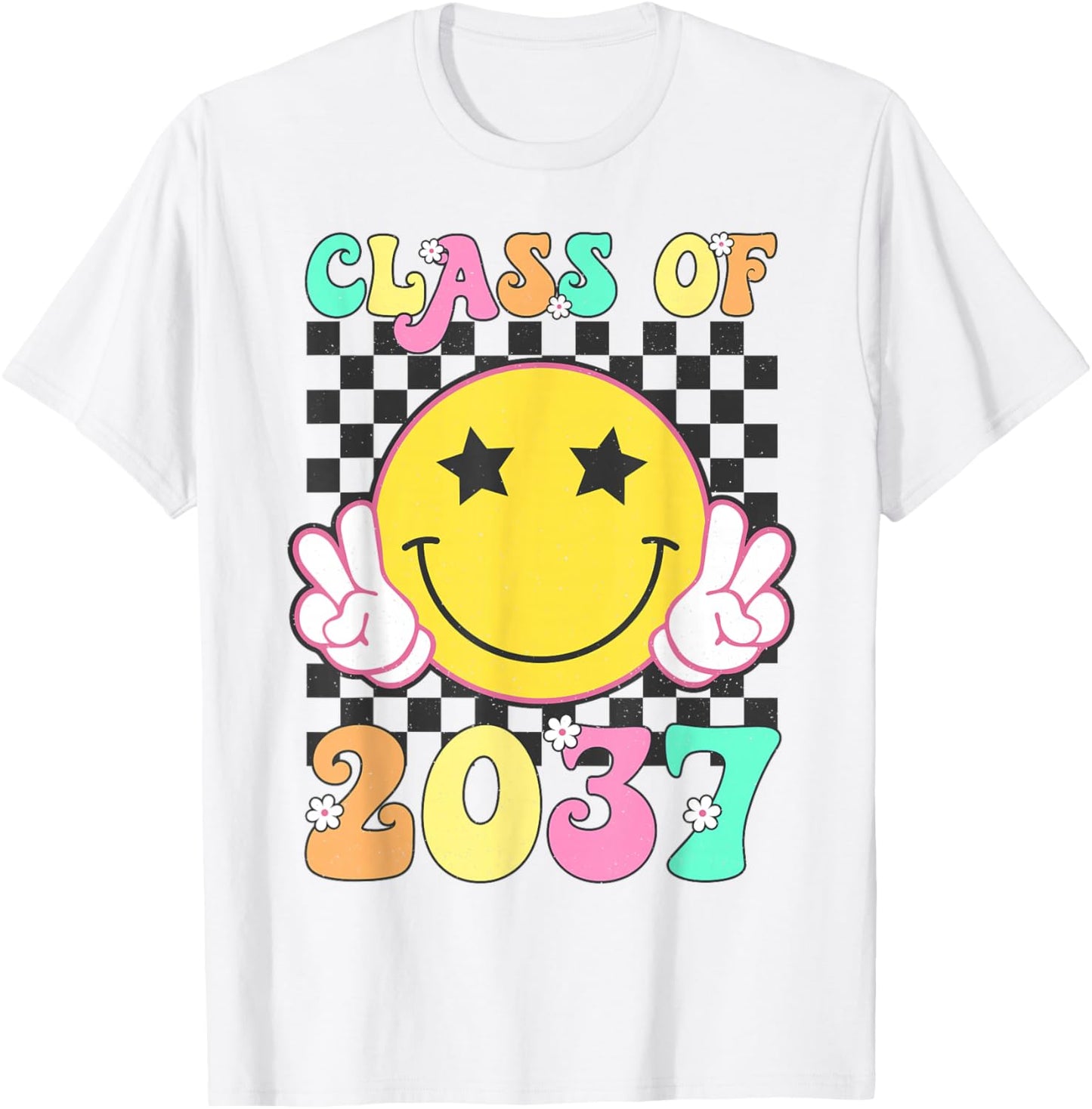 Retro Class of 2037 Grow With Me Back to School Kindergarten T-Shirt - T-Shirt | White