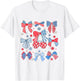 Coquette Red White & Blue Patriotic Bows Retro July 4th T-Shirt - T-Shirt | White