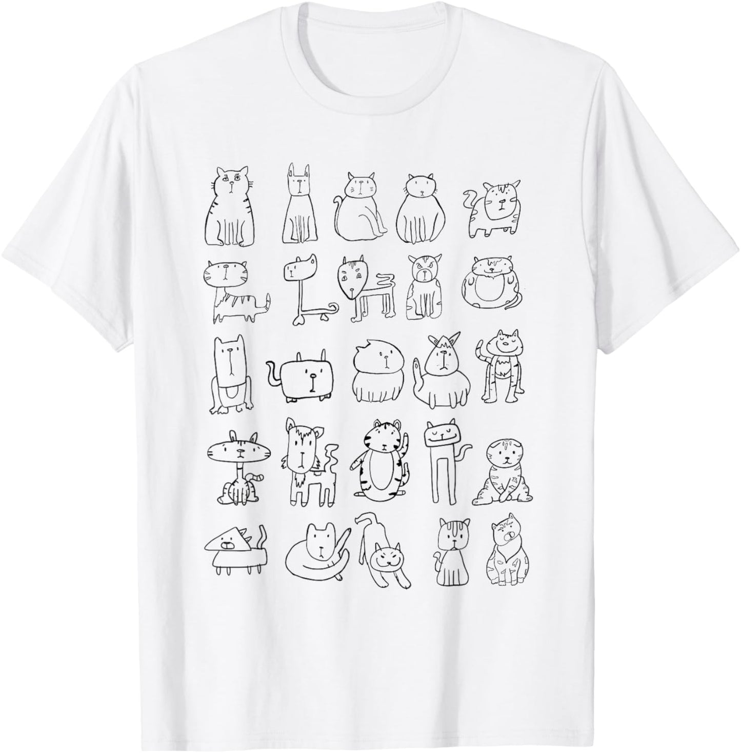 A Kitty Collection Of Cat Doodles T-Shirt - T-Shirt | White