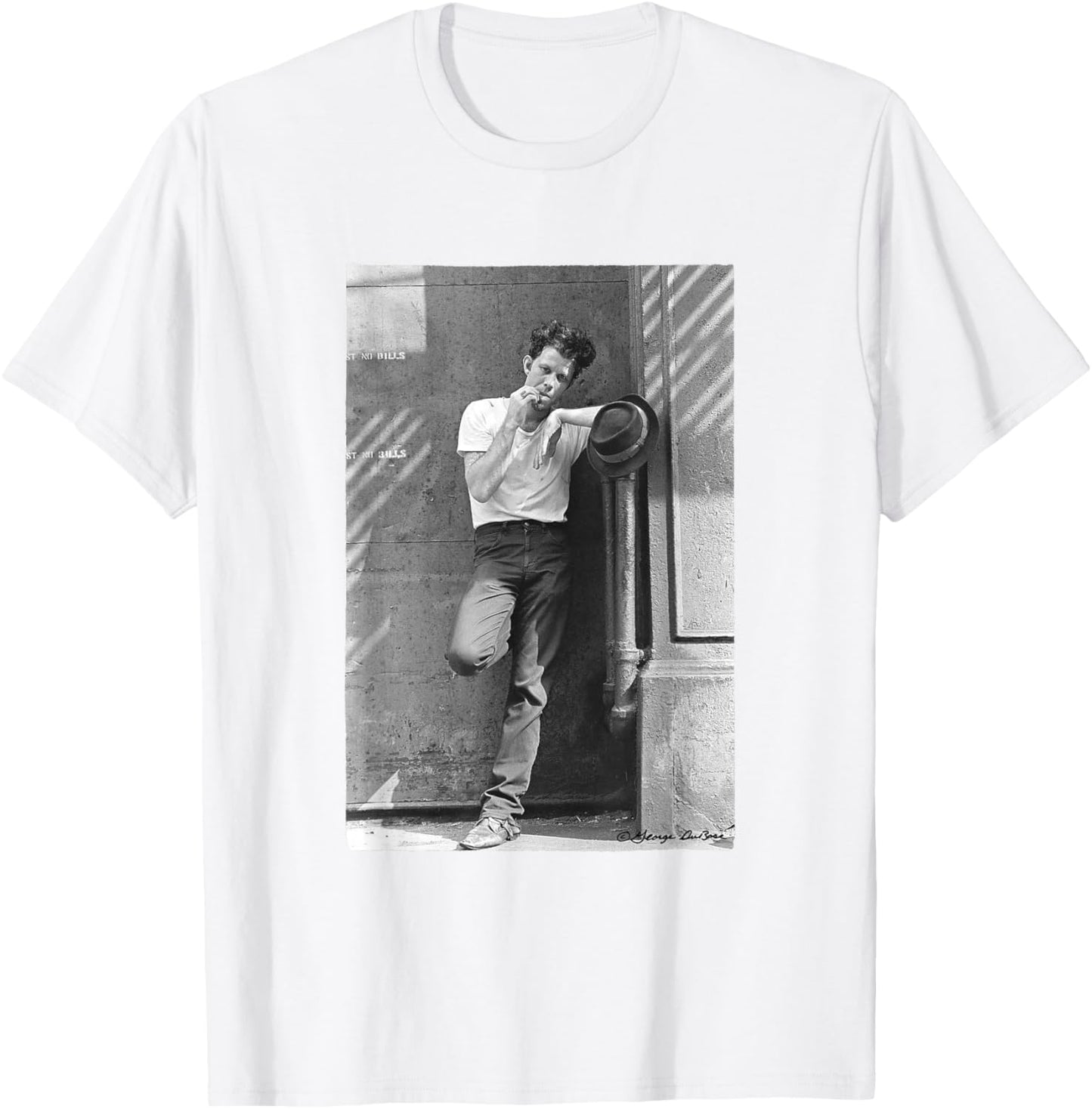 Tom Waits Street Portrait by George DuBose T-Shirt - T-Shirt | White