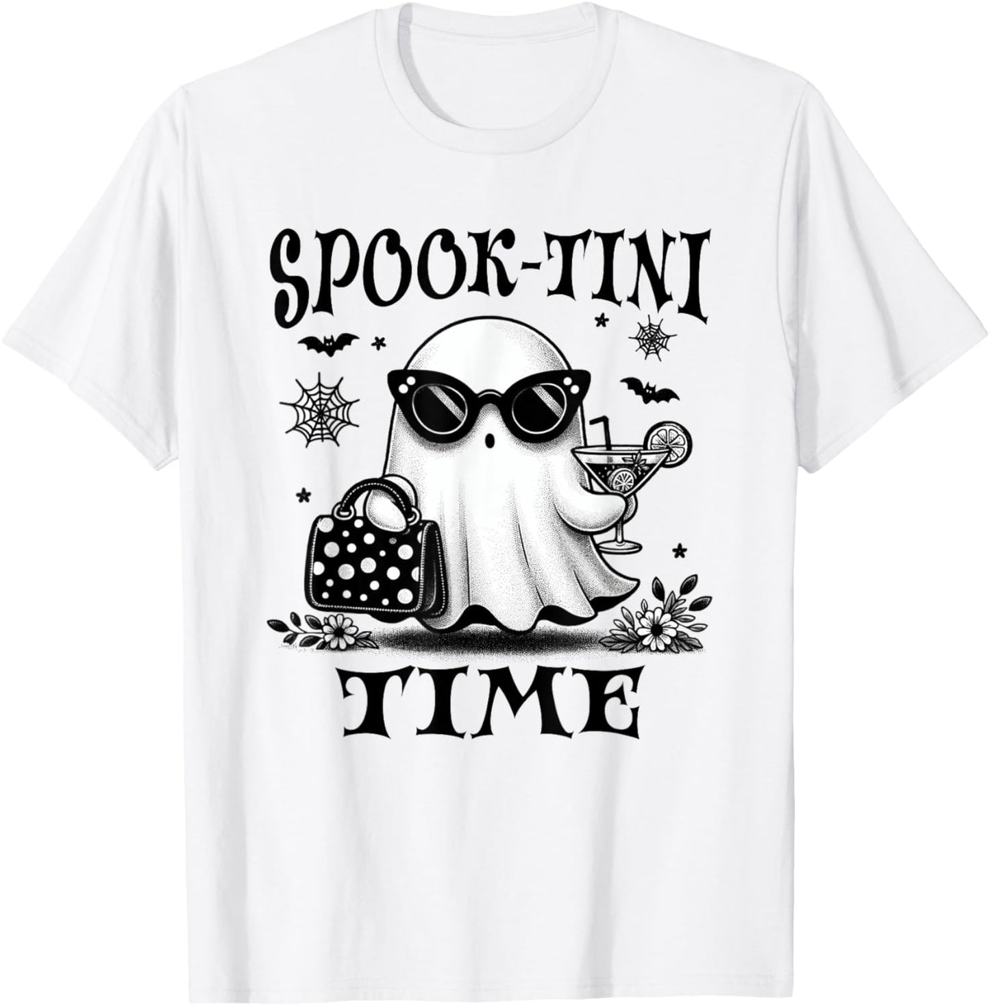 Martini Halloween, Cute Ghost Martini, Spook-tini Time, Fall T-Shirt - T-Shirt | White