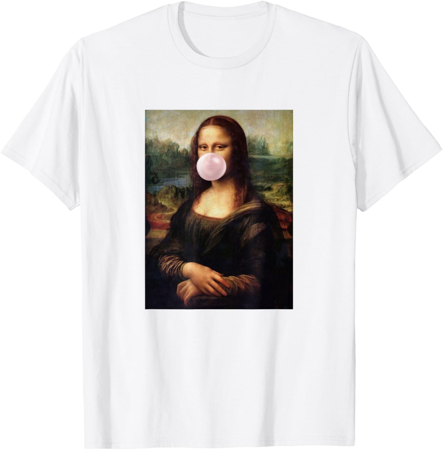 Mona Lisa Mona Lisa Bubblegum Bubble Mona Lisa T-Shirt - T-Shirt | White