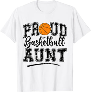 Proud Basketball Aunt Auntie Of A Basketball Player Nephew T-Shirt - T-Shirt | White