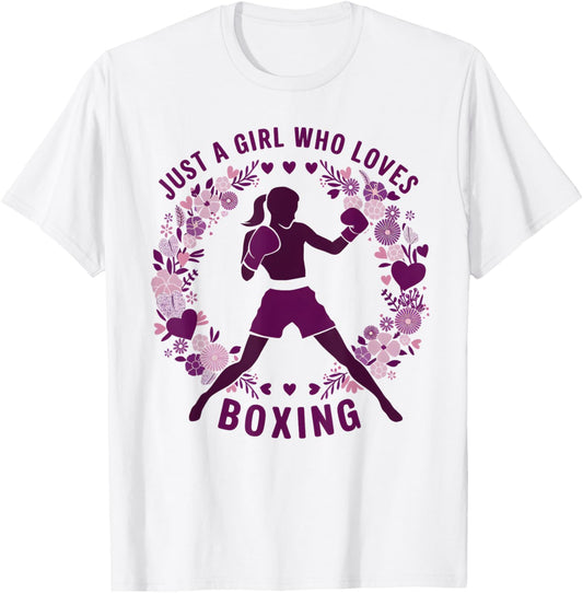 Just A Girl Who Loves Boxing Cute Boxer Boxing Lovers T-Shirt - T-Shirt | White