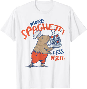 More Spaghetti Less upsetti Capybara Eating Pasta T-Shirt - T-Shirt | White