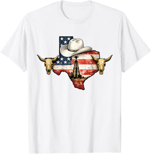 Vintage Texas Oilfield Rancher Cowboy Oilman Western Pride T-Shirt - T-Shirt | White