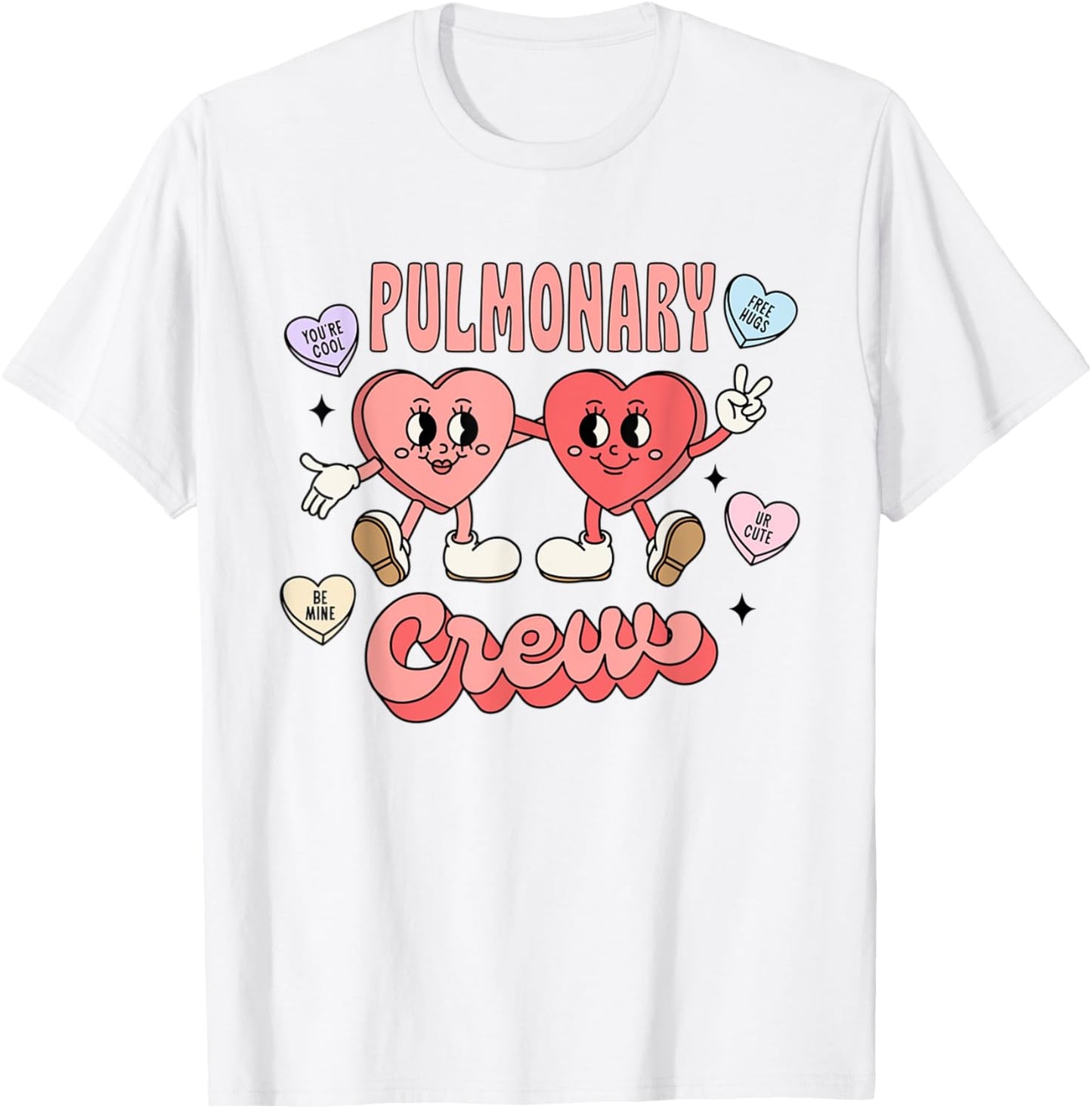 Pulmonology Nurse Valentine's Day Hearts Pulmonolgy Office T-Shirt - T-Shirt | White
