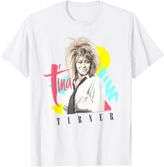 Tina Turner Retro Strokes and Shapes T-Shirt - T-Shirt | White