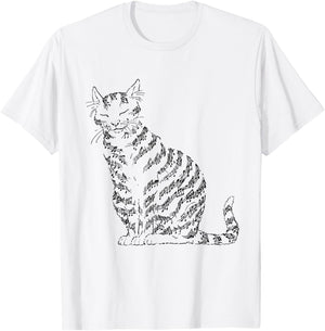 Cute Cat Kitty Playing Music Note Clef Musician Art T-Shirt - T-Shirt | White