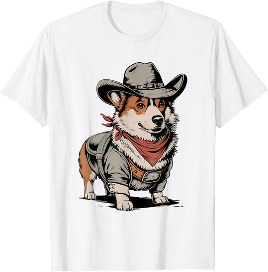 Adults & Kids Corgi Lover Country Western White Small T-Shirt - T-Shirt | White
