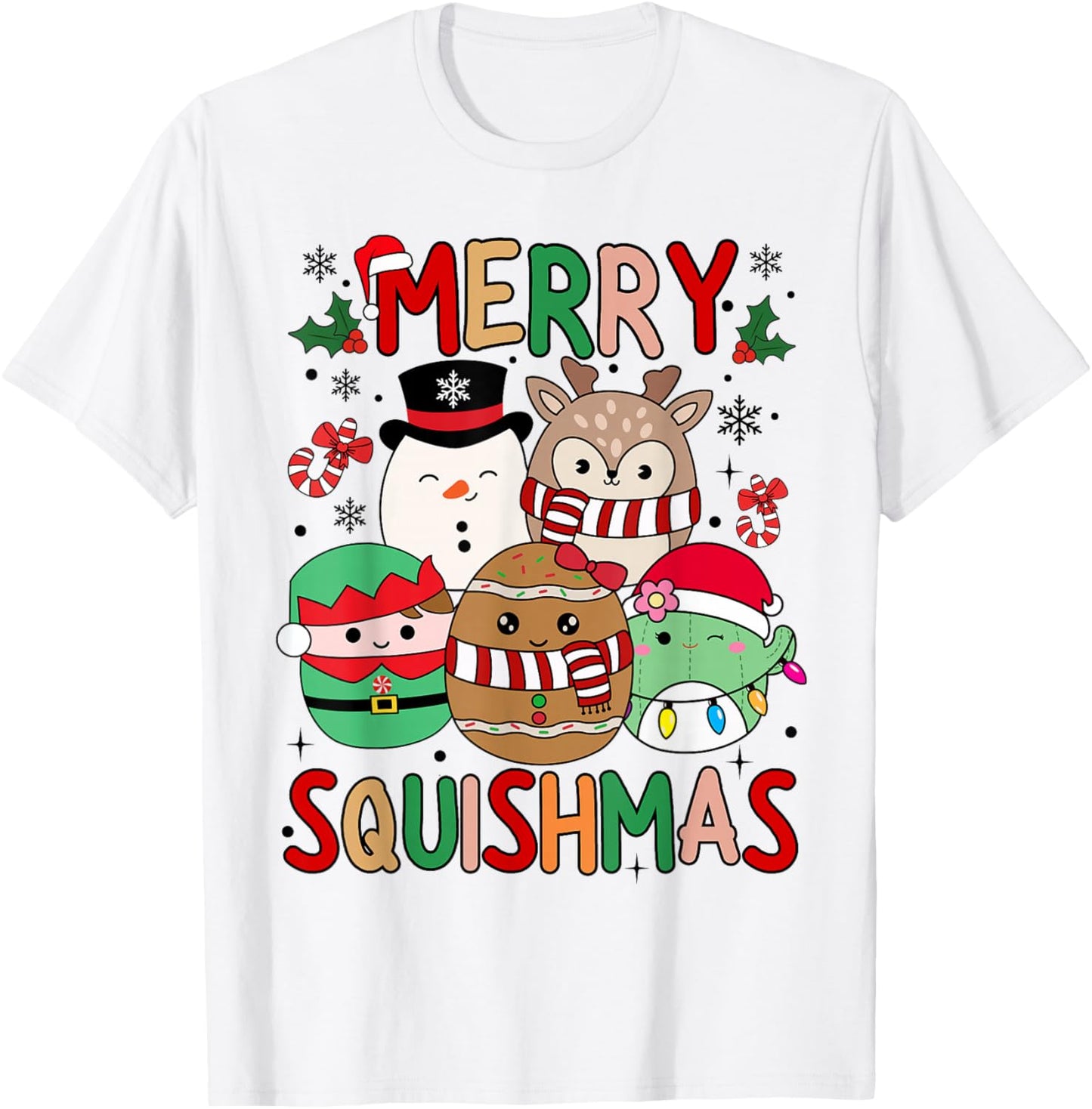 Squish Squad Merry Christmas Gifts Cute for Kids Woman T-Shirt - T-Shirt | White