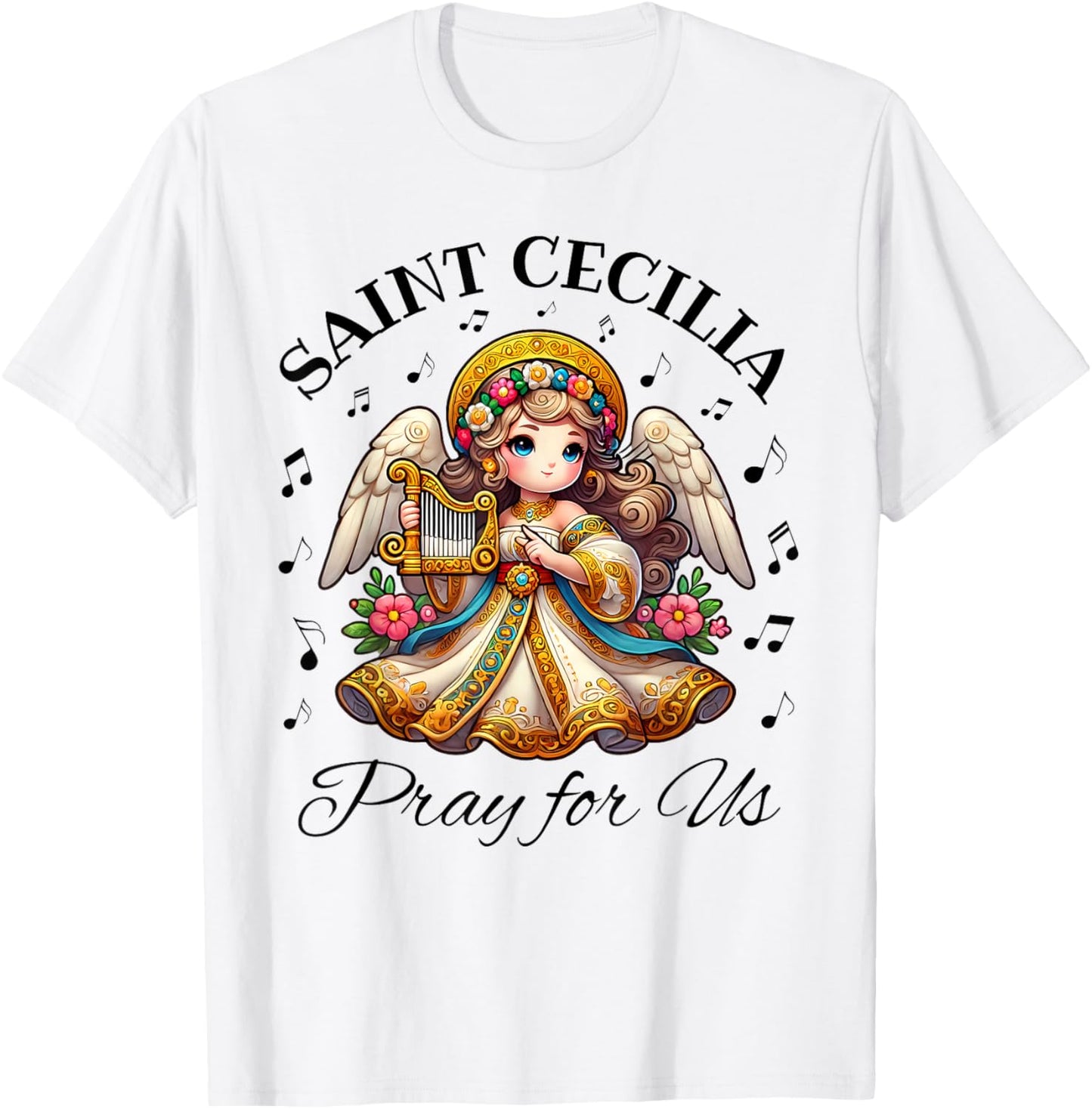 Saint Cecilia Catholic Patroness of Music and Musicians Kids T-Shirt - T-Shirt | White