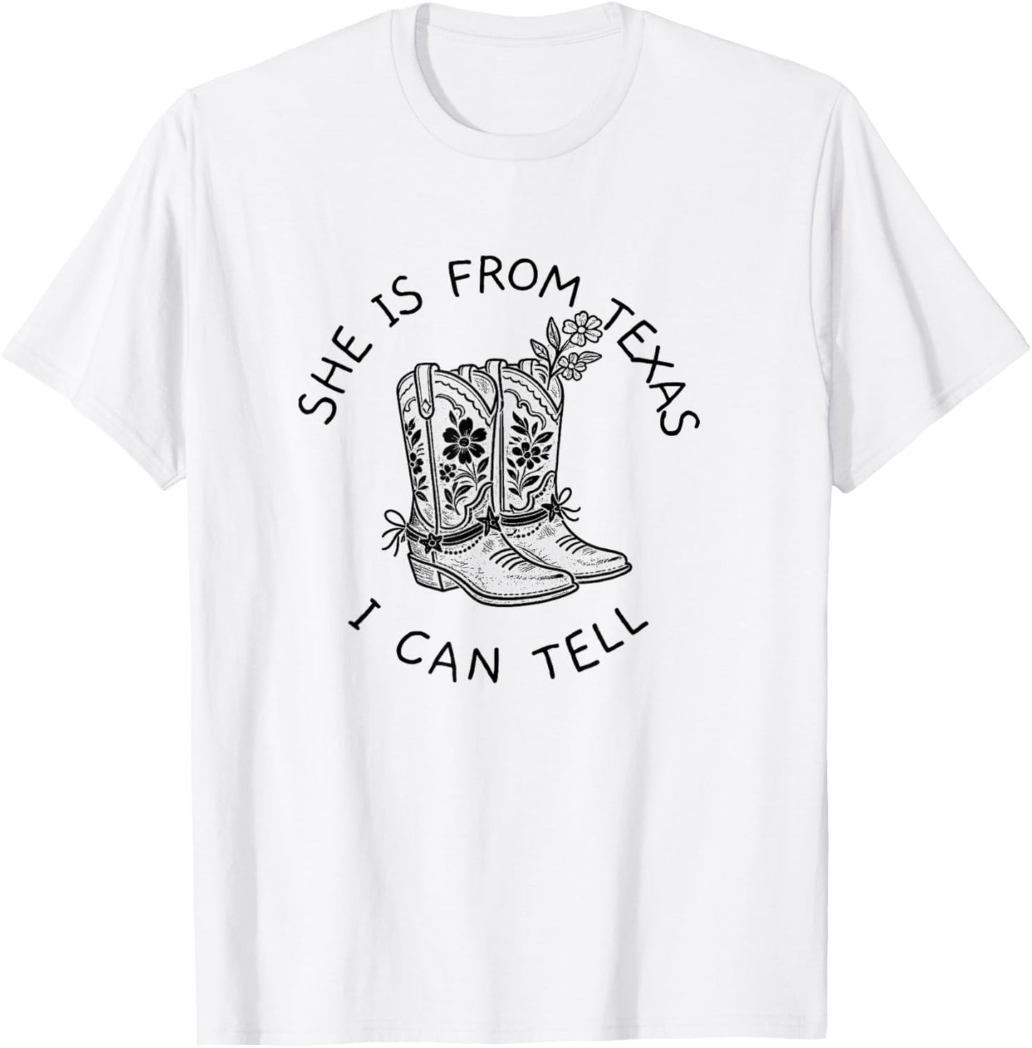 She is from Texas I Can Tell Funny Girl Women Texas Map Flag T-Shirt - T-Shirt | White