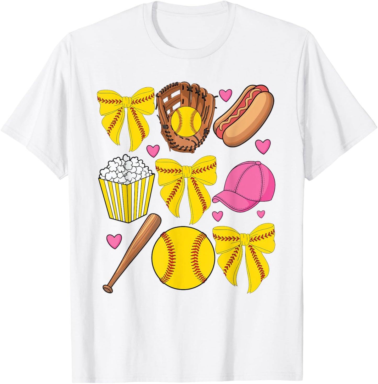 Softball Coquette Bow Softball Mom Mothers Day Women Mama T-Shirt - T-Shirt | White
