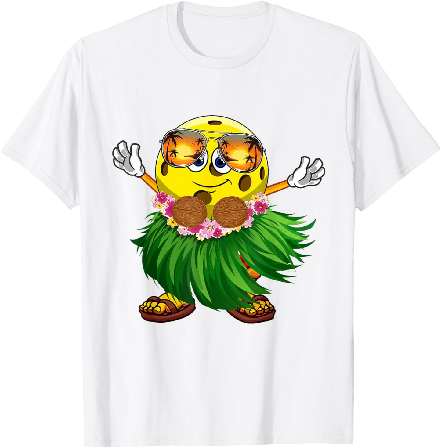 Cute Hawaiian Pickleball Ball Tropical Beach Summer Vacation T-Shirt - T-Shirt | White
