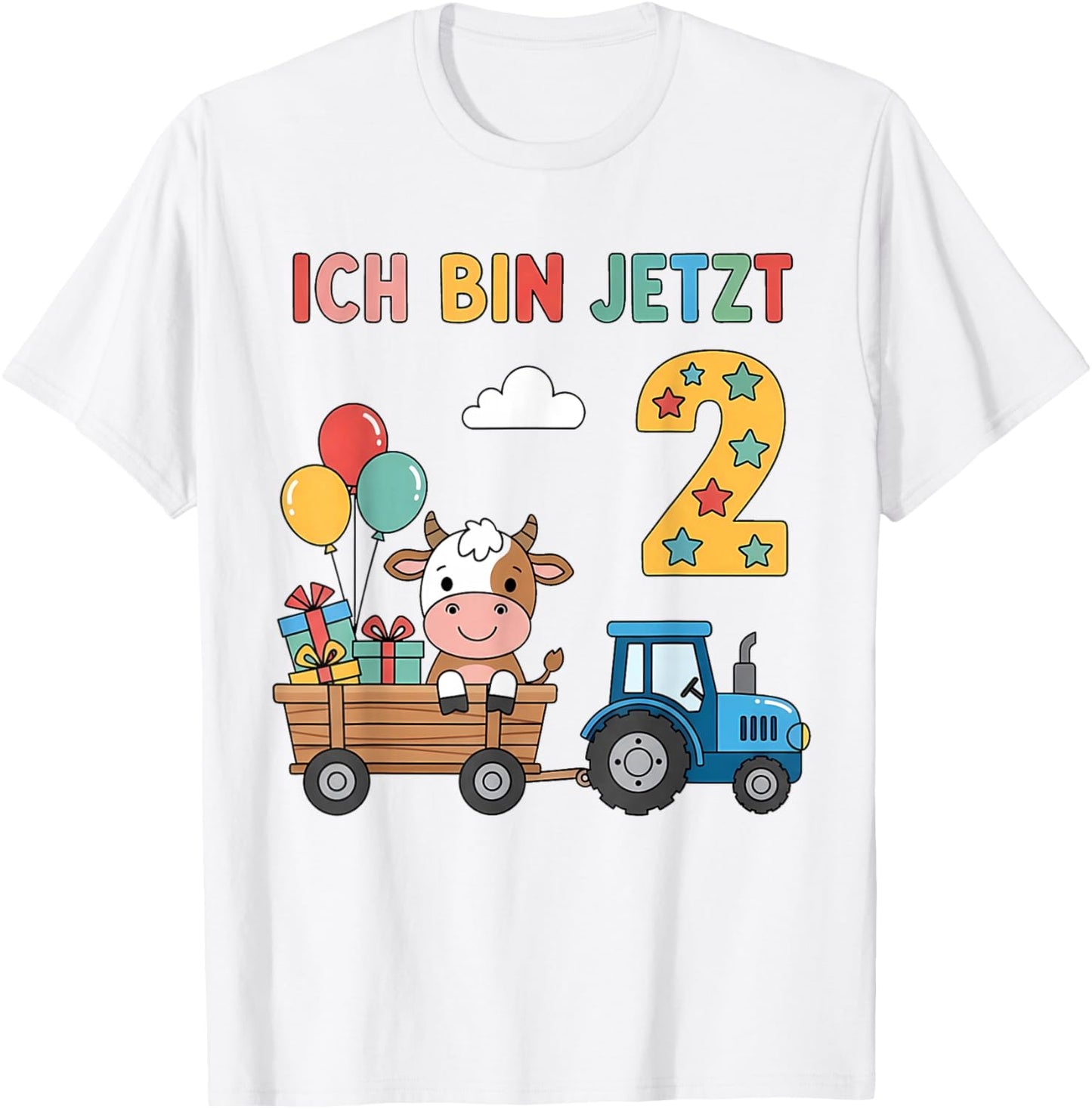 Ich Bin jetzt 2 Bauernhof Geburtstag Kinder Traktor Kuh T-Shirt - T-Shirt | White
