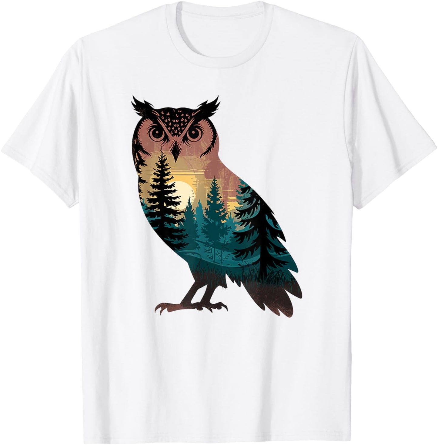 Owl Hunting Hiking Outdoor Camping Forest Men Women Owl T-Shirt - T-Shirt | White